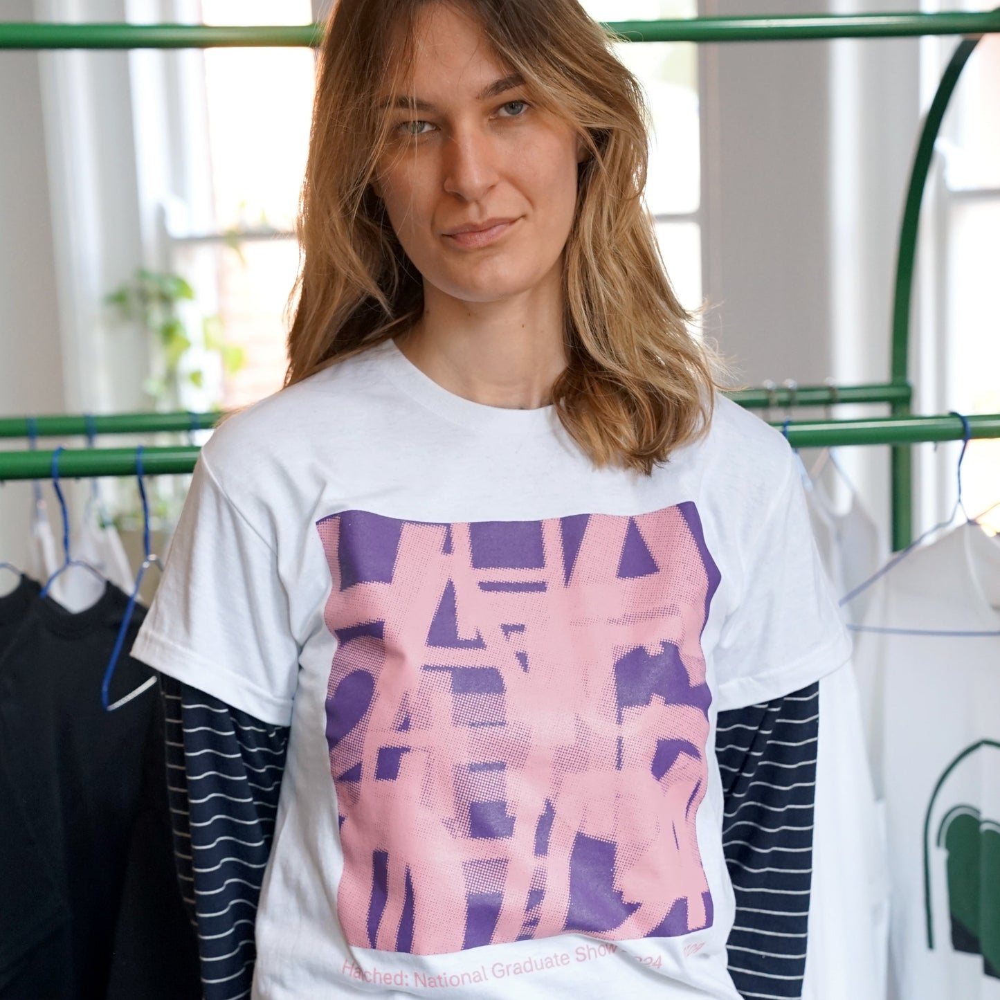 Hatched 2024, WHITE with PINK  print